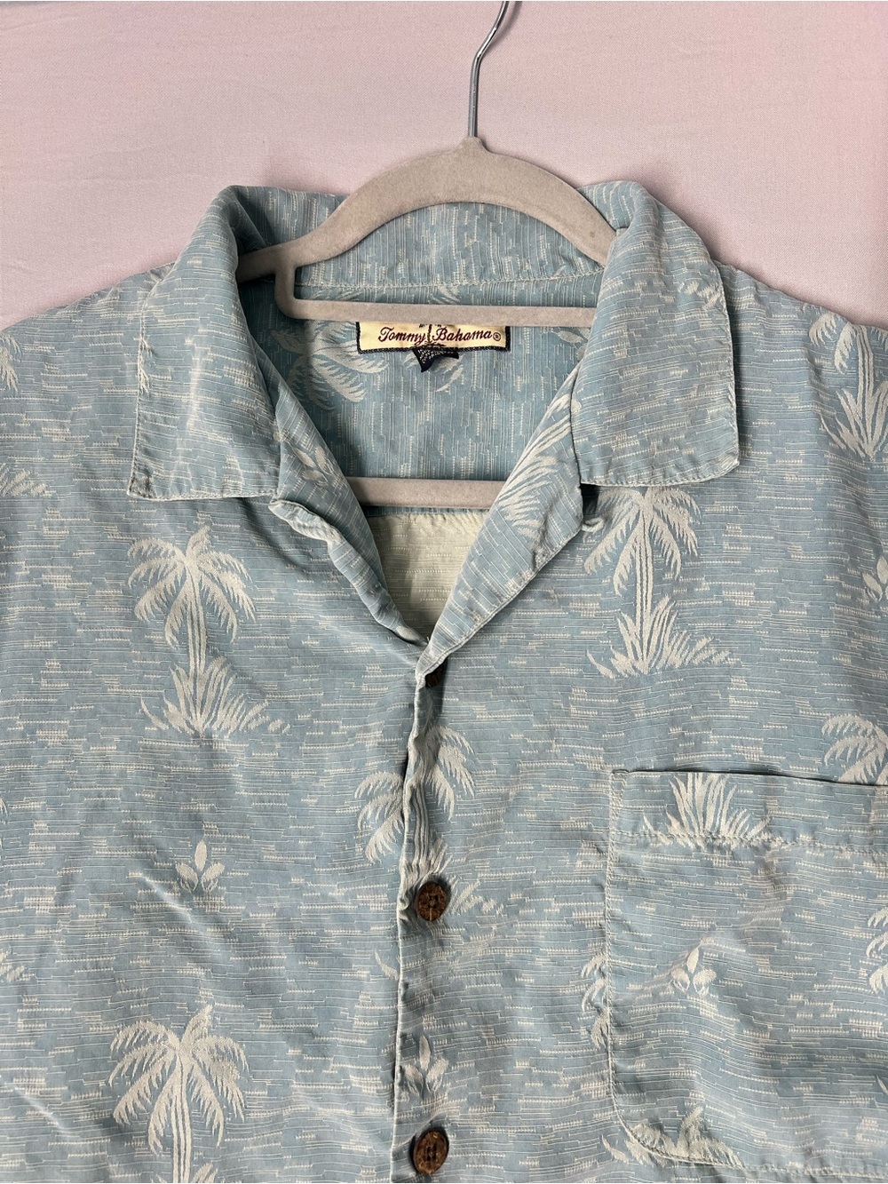 Tommy Bahama Pale Blue Palm-Print Camp Shirt
